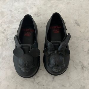 Black mini Melissa Mickey Mouse Mary Jane jelly shoes